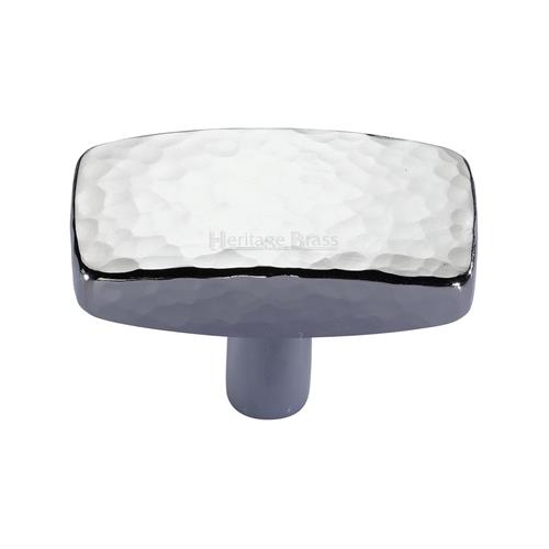 Heritage Brass C3386 41-PC Cabinet Knob Rectangular Hammered Design 41mm Polished Chrome finish