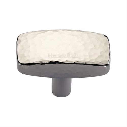 Heritage Brass C3386 41-PNF Cabinet Knob Rectangular Hammered Design 41mm Polished Nickel finish