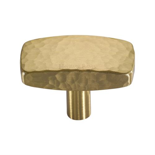 Heritage Brass C3386 47-SB Cabinet Knob Rectangular Hammered Design 47mm Satin Brass finish
