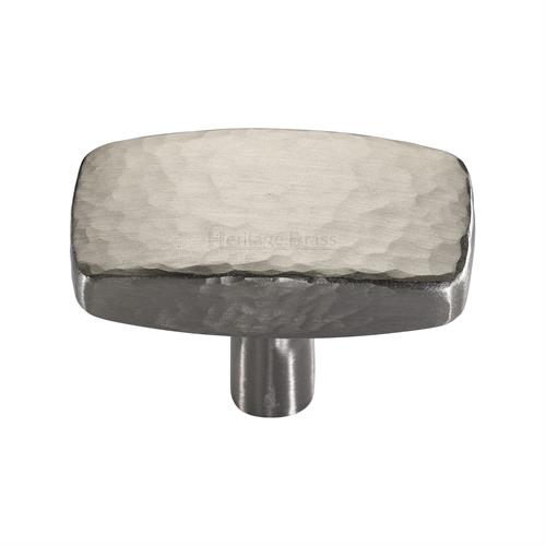 Heritage Brass C3386 41-SN Cabinet Knob Rectangular Hammered Design 41mm Satin Nickel finish