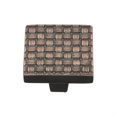 Heritage Brass C3631 32-AC Cabinet Knob Square Weave Design 32mm Aged Copper finish