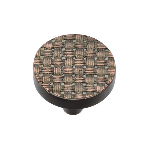 Heritage Brass C3675 32-AC Cabinet Knob Round Weave Design 32mm Aged Copper finish