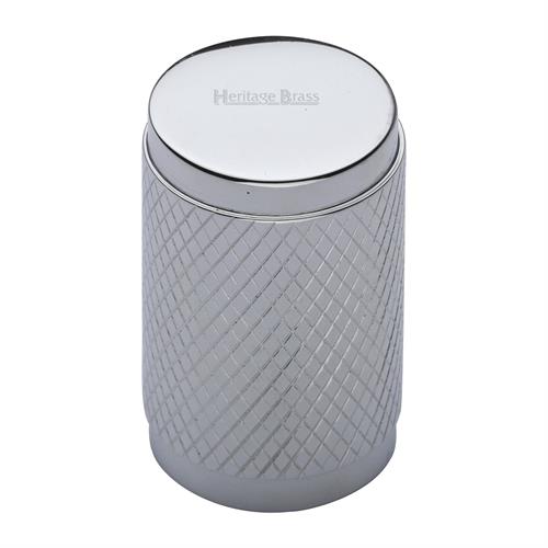 Heritage Brass C3840-PC Cabinet Knob Cylindric Knurled Design 21mm Polished Chrome finish