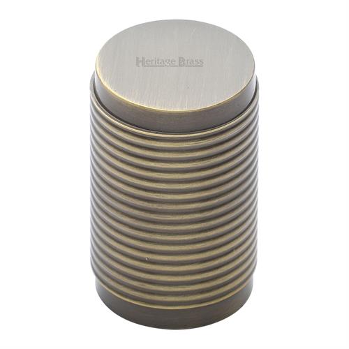 Heritage Brass C3850-AT Cabinet Knob Cylindric Ribbed Design 21mm Antique Brass finish