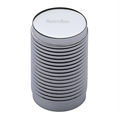 Heritage Brass C3850-PC Cabinet Knob Cylindric Ribbed Design 21mm Polished Chrome finish