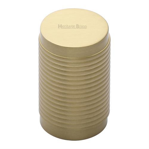 Heritage Brass C3850-SB Cabinet Knob Cylindric Ribbed Design 21mm Satin Brass finish