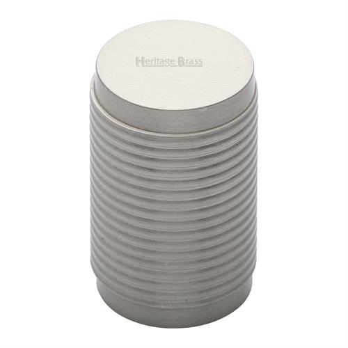 Heritage Brass C3850-SN Cabinet Knob Cylindric Ribbed Design 21mm Satin Nickel finish