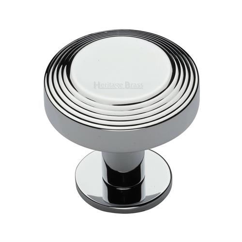 Heritage Brass C3958 32-PC Cabinet Knob Ridge Design with Rose 32mm Polished Chrome finish