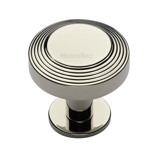 Heritage Brass C3958 38-PNF Cabinet Knob Ridge Design with Rose 38mm Polished Nickel finish