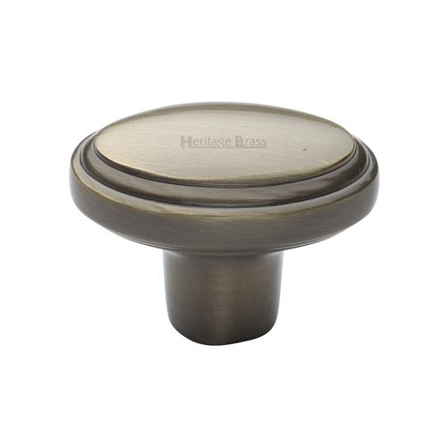 Heritage Brass C3975-AT Cabinet Knob Stepped Oval Design 41mm Antique Brass finish