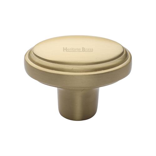 Heritage Brass C3975-SB Cabinet Knob Stepped Oval Design 41mm Satin Brass finish