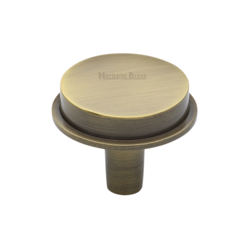 Heritage Brass Cabinet Knob Flat Top Design 32mm Antique Brass