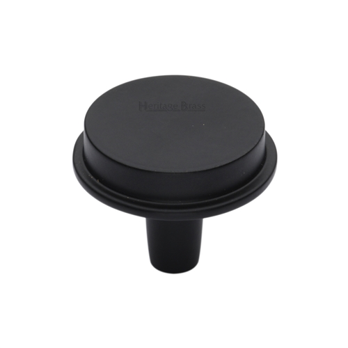 Heritage Brass Cabinet Knob Flat Top Design 32mm Matt Black