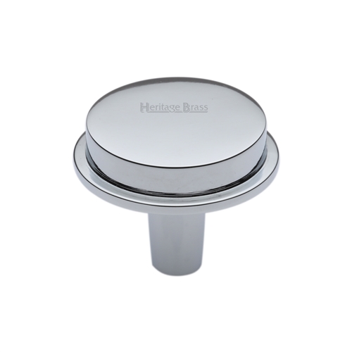 Heritage Brass Flat Round Knob Design 32 mm Polished Chrome