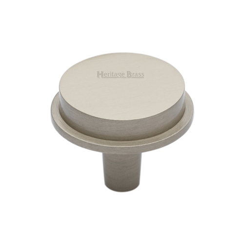 Heritage Brass Flat Round Knob Design 32 mm Satin Nickel