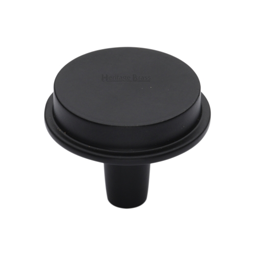 Heritage Brass Flat Round Knob Design 38 mm Matt Black