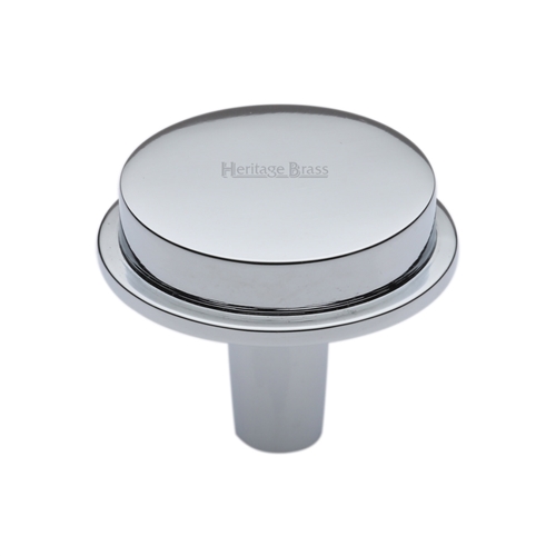 Heritage Brass Flat Round Knob Design 38 mm Polished Chrome