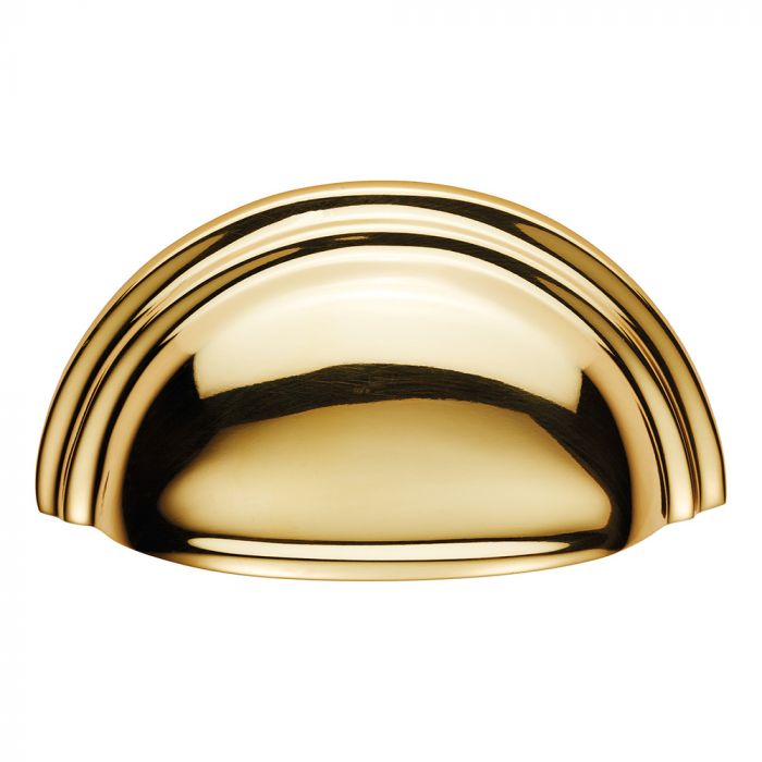 Fingertip C47 Ftd Victorian Cup Pull 76MM C/C Polished Brass