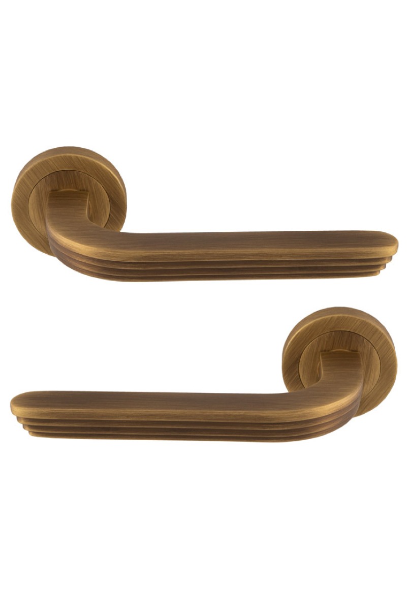 Manital Cloud Door Handle on Rose - Antique Brass