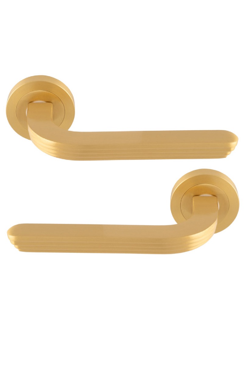 Manital Cloud Door Handle on Rose - Satin Brass