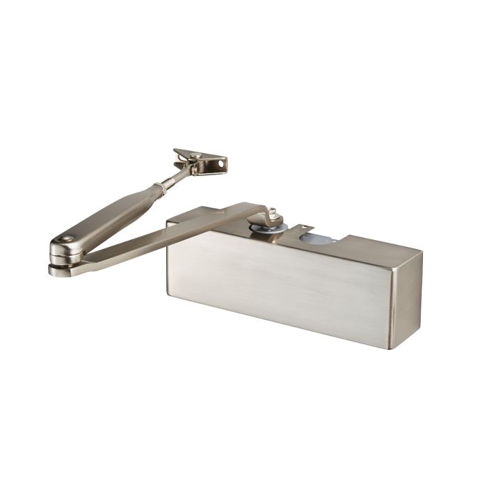 Eurospec CDG420/SNP Ce Overhead Door Closer En2-4 C/W Bc Fig 6 Bracket Full Cover And Armset En1154 Satin Nickel
