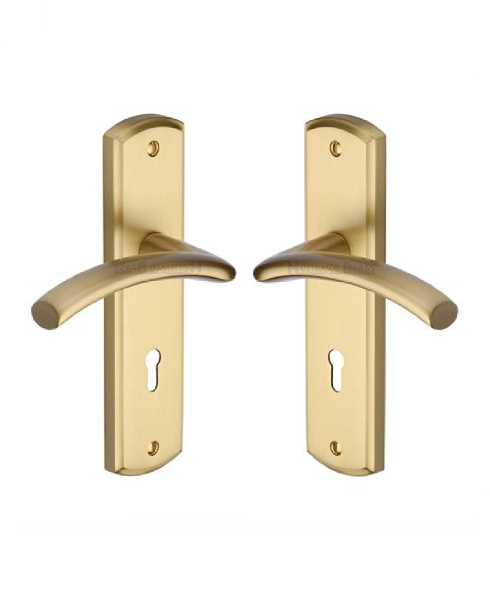 Heritage Brass CEN1000-SB Door Handle Lever Lock Centaur Design Satin Brass finish