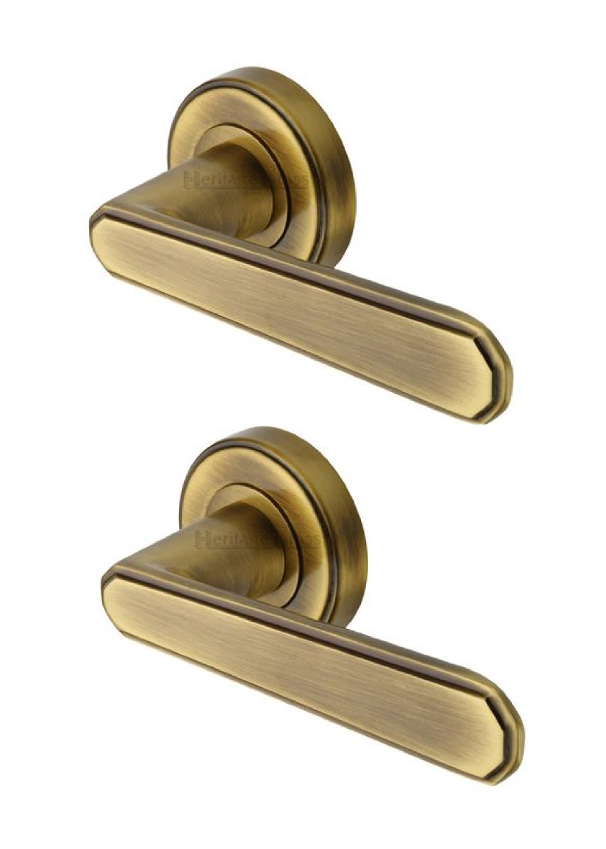 Heritage Brass CEN1924-AT Door Handle Lever Latch on Round Rose Century Design Antique finish
