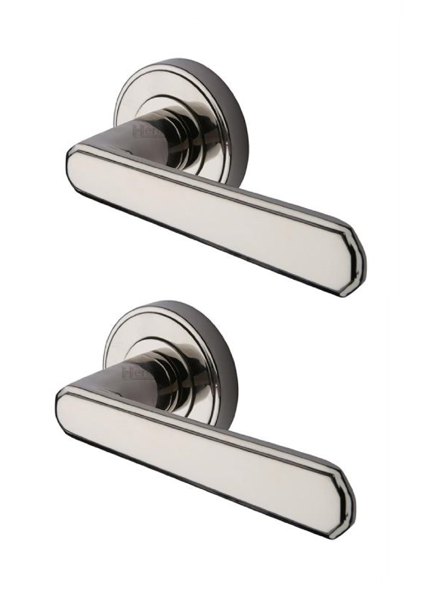 Heritage Brass CEN1924-PNF Door Handle Lever Latch on Round Rose Century Design Polished Nickel finish