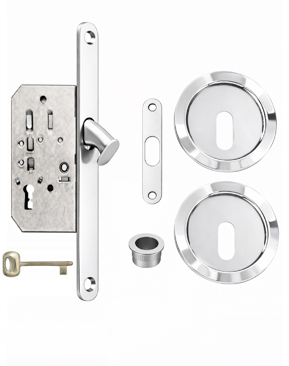 Acre & Clutton Sliding Door Flush Pull Handle Set Key Profile 57mm Polished Chrome