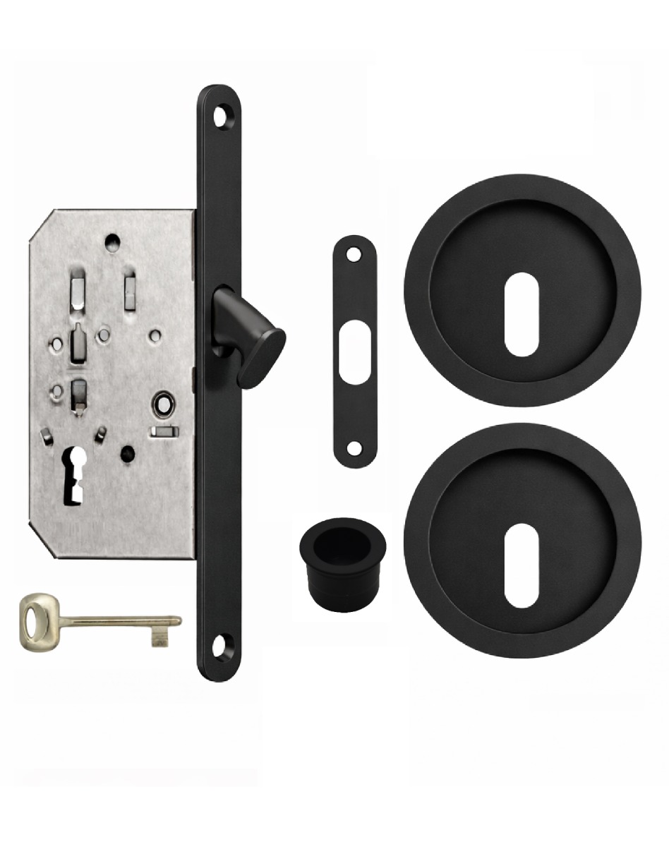 Acre & Clutton Sliding Door Flush Pull Handle Set Key Profile 57mm Matte Black