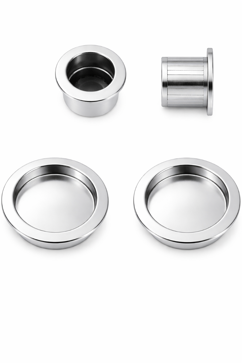 Acre & Clutton Sliding Door Flush Pull Handle Set 57mm Polished Chrome