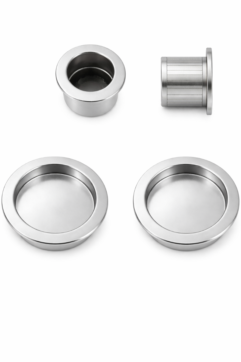 Acre & Clutton Sliding Door Flush Pull Handle Set 57mm Satin Chrome