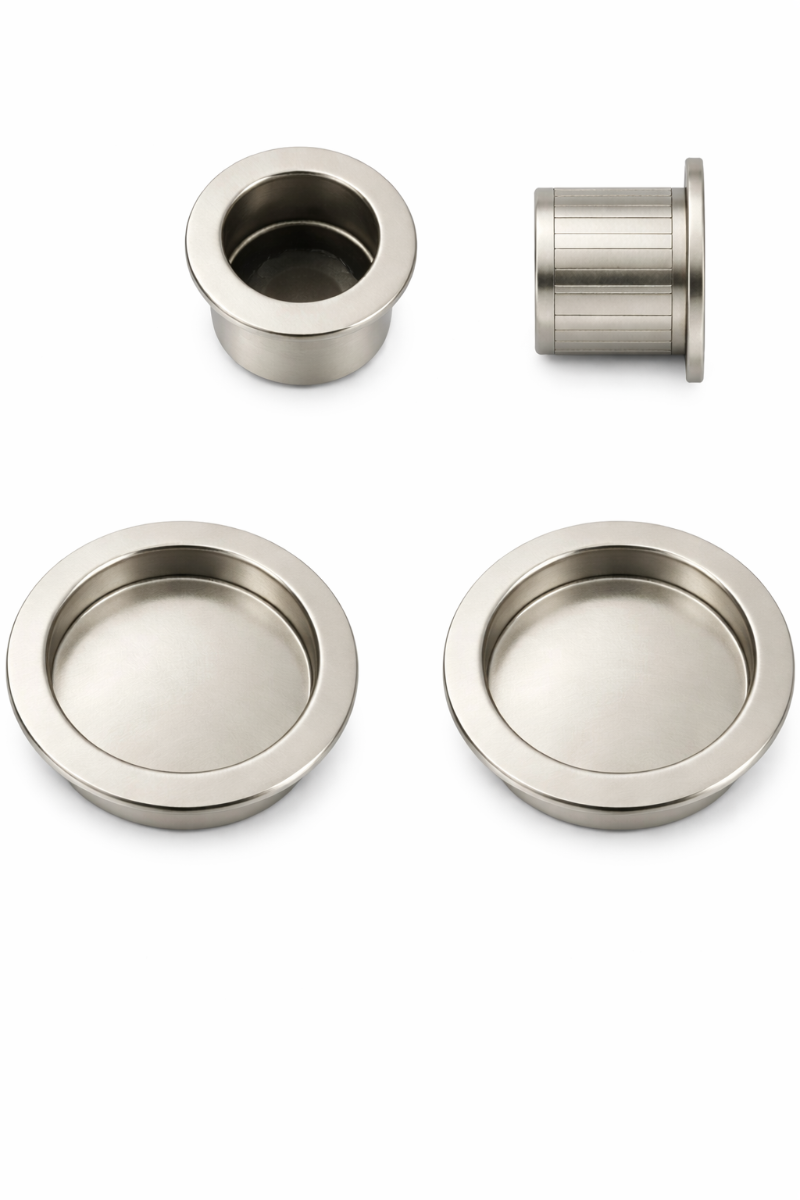 Acre & Clutton Sliding Door Flush Pull Handle Set 57mm Satin Nickel