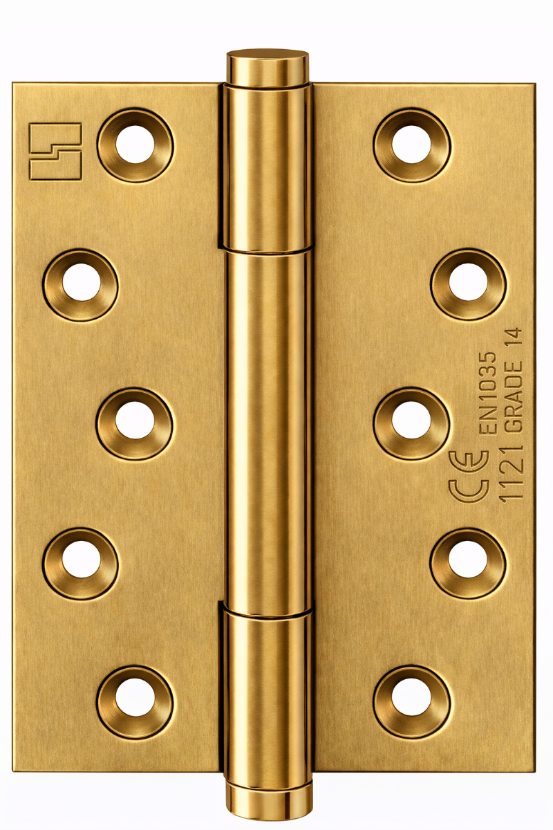 Simonswerk 1750 TRITECH Grade 14 Brass Butt Hinge For Door Weight 160kg CE marked FD30 fire rated 100mmx 76mm c/w Screws Satin Brass
