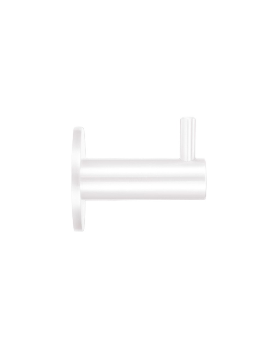 STEELWORKS Wall Mounted Single Coat Hook 42mm Projection 35mm Rose Powder Coated White