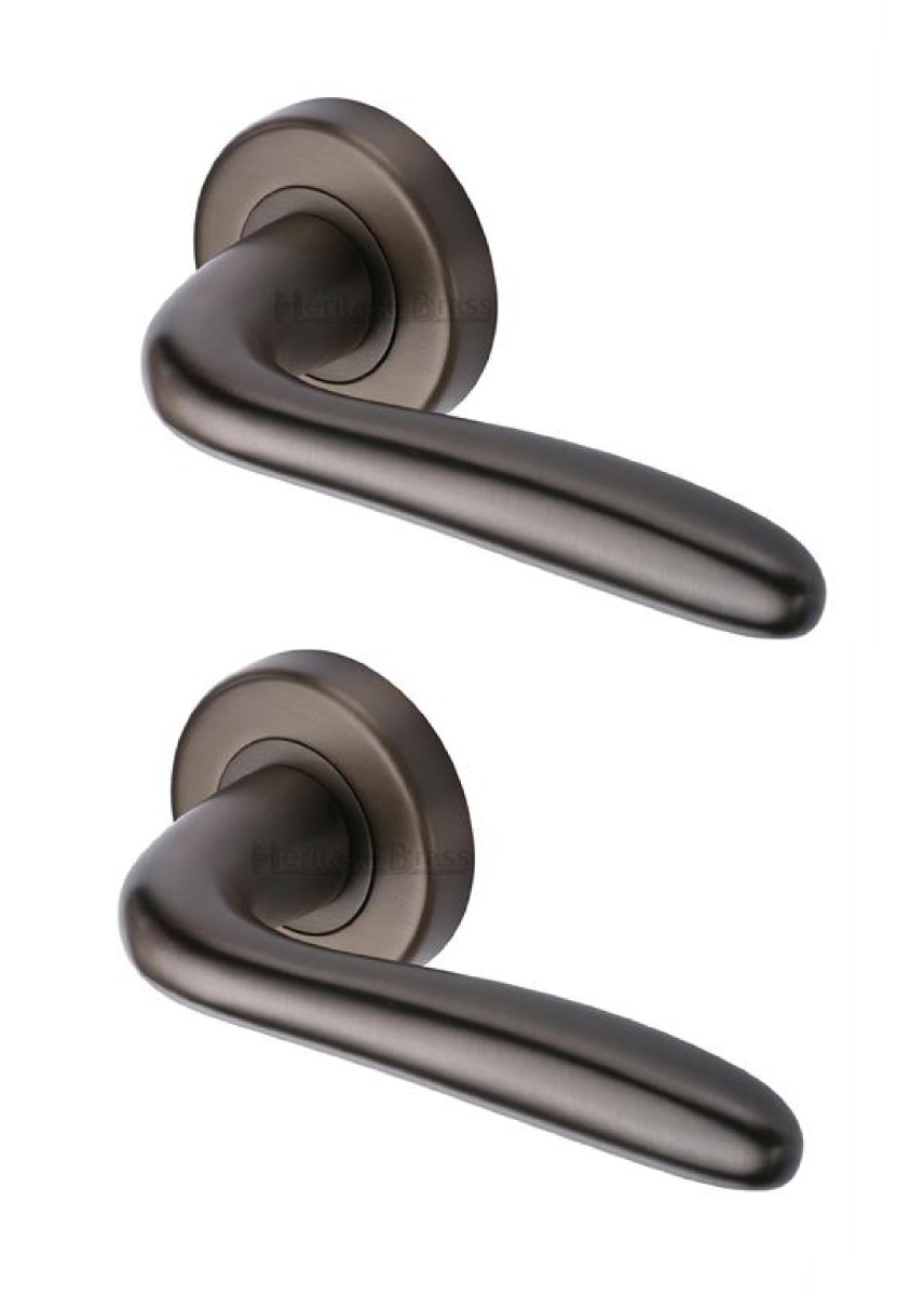 Heritage Brass COL1762-MB Door Handle Lever Latch on Round Rose Columbus Design Matt Bronze finish