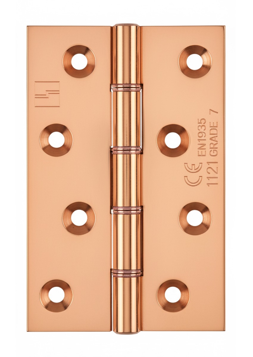 Simonswerk 1250CE Double Phosphor Bronze Washered Brass Butt Hinge CE marked FD30 fire rated 100mmx 75mm c/w Screws Copper Plated