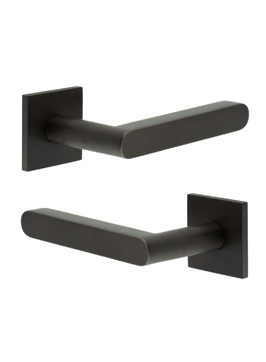 CR-101 Dark Bronze Door Handle on Unsprung Square Rose CR-101B2DB by Frelan