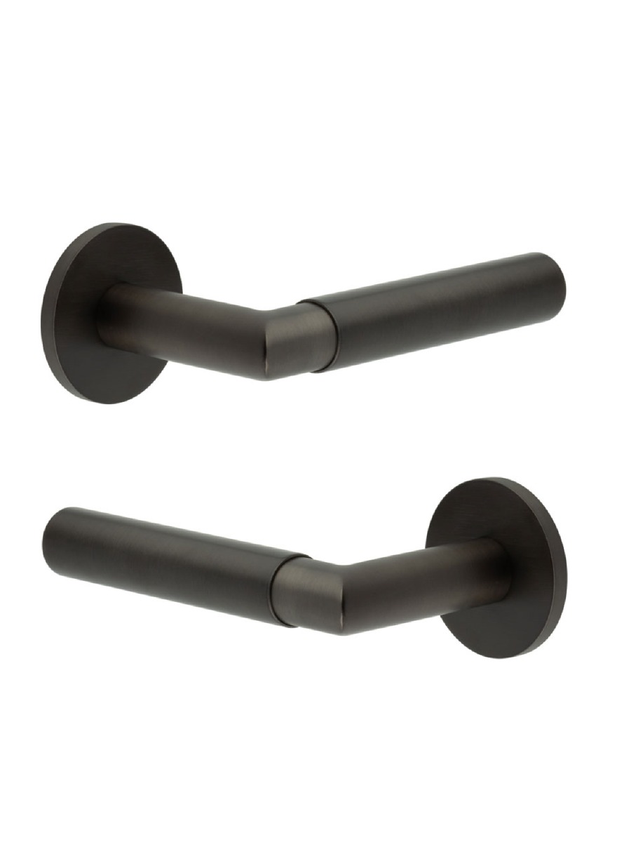CR-102 Dark Bronze Door Handle on Sprung Round Rose CR-102A1DB by Frelan