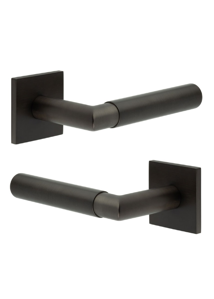 CR-102 Dark Bronze Door Handle on Sprung Square Rose CR-102B1DB by Frelan