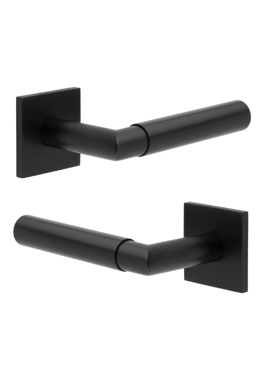 CR-102 Black Door Handle on Sprung Square Rose CR-102B1MB by Frelan