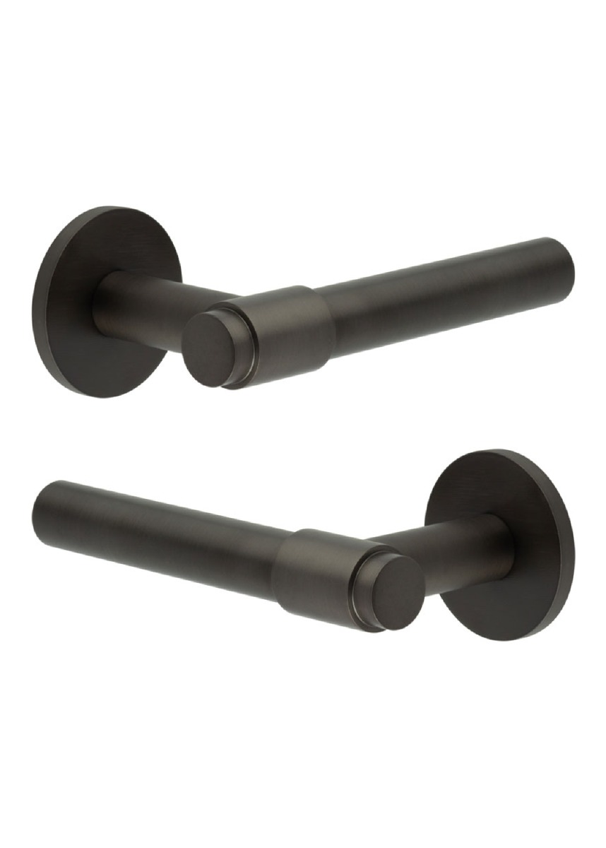 CR-103 Dark Bronze Door Handle on Sprung Round Rose CR-103A1DB by Frelan