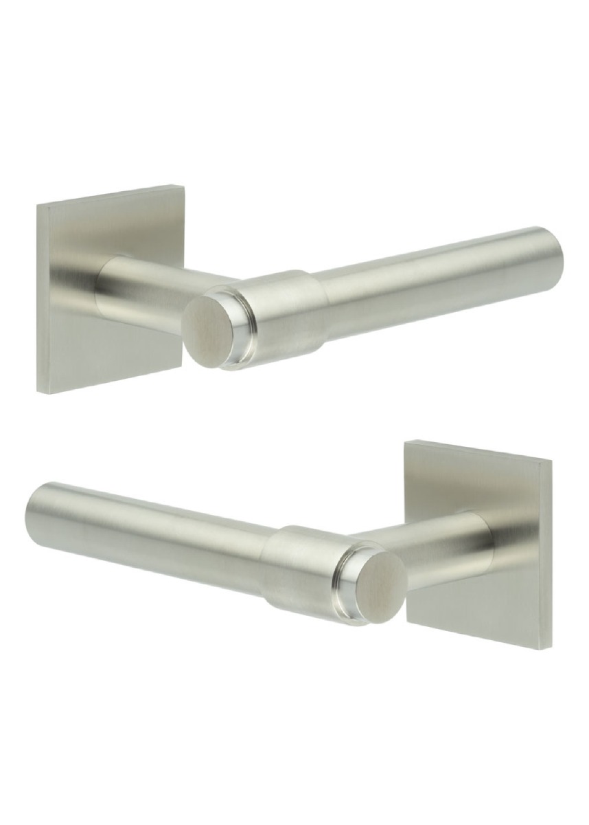 CR-103 Satin Stainless Steel Door Handle on Sprung Square Rose CR-103B1SSS by Frelan