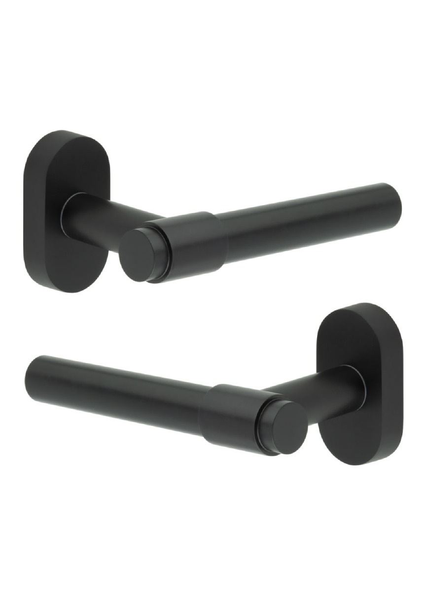 CR-103 Black Multi Point Oval Rose Door Handle CR-103C4MB by Frelan