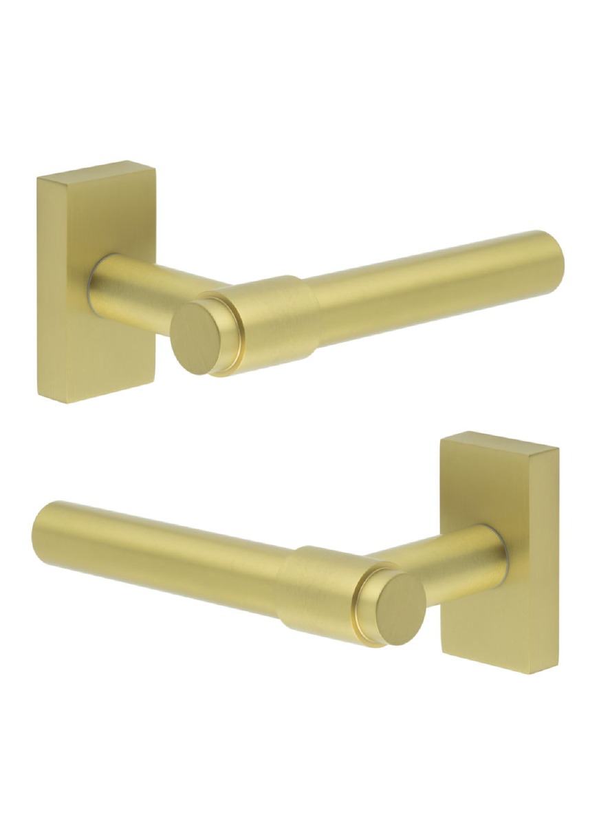 CR-103 Satin Brass Multi Point Rectangular Rose Door Handle CR-103D4SB by Frelan