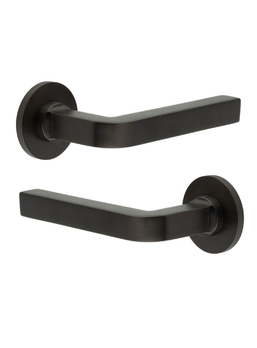 CR-104 Dark Bronze Door Handle on Sprung Round Rose CR-104A1DB by Frelan