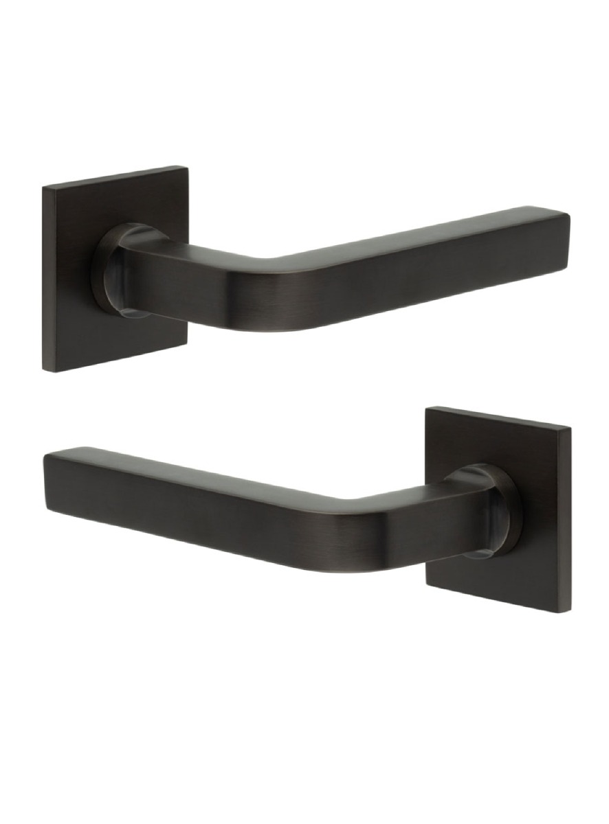CR-104 Dark Bronze Door Handle on Unsprung Square Rose CR-104B2DB by Frelan