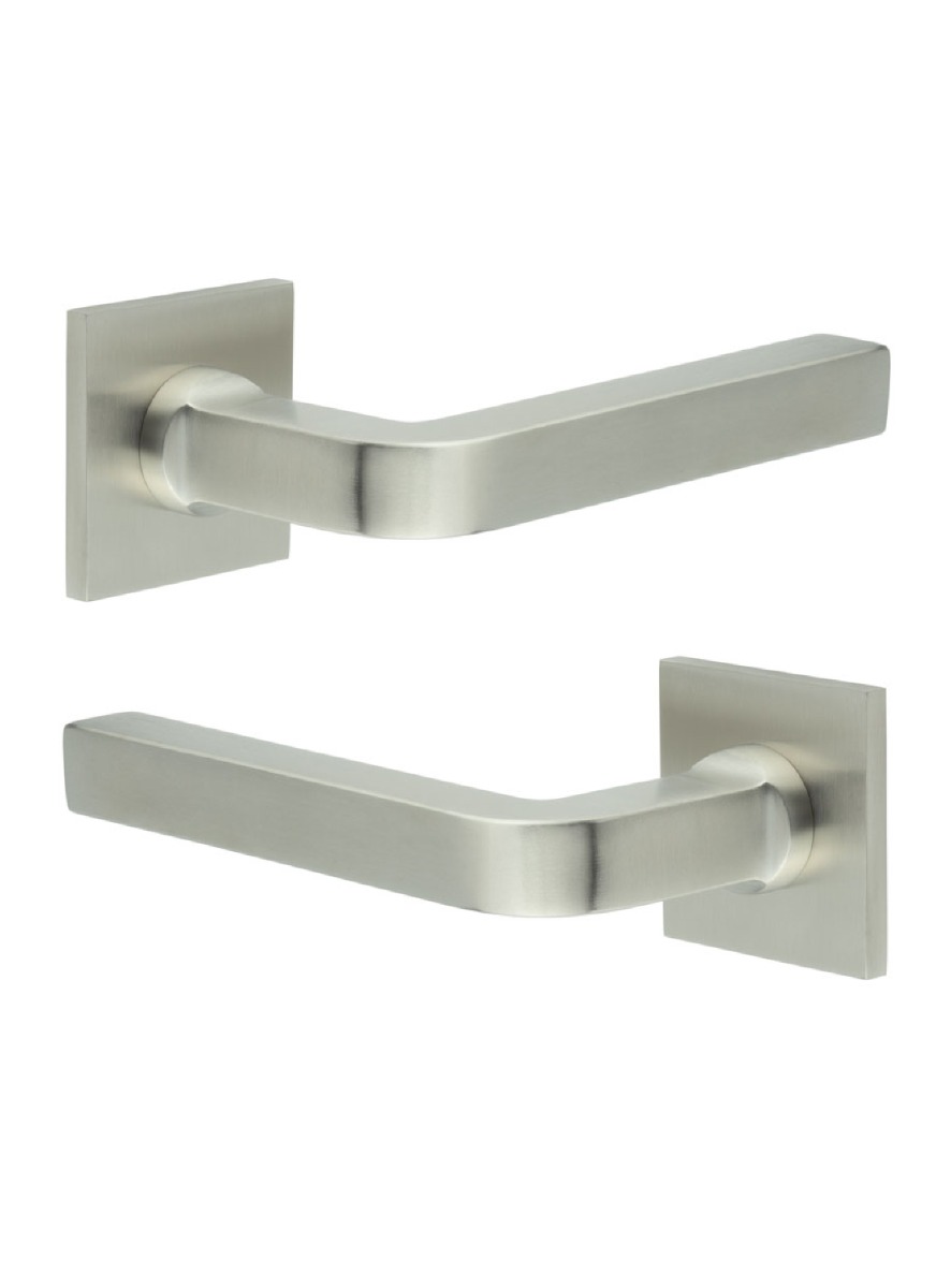 CR-104 Satin Stainless Steel Door Handle on Sprung Square Rose CR-104B1SSS by Frelan