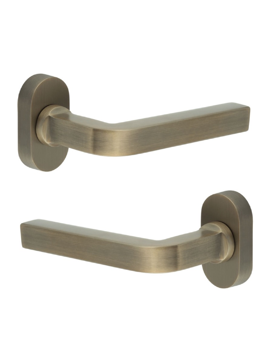 CR-104 Antique Brass Multi Point Oval Rose Door Handle CR-104C4AB by Frelan