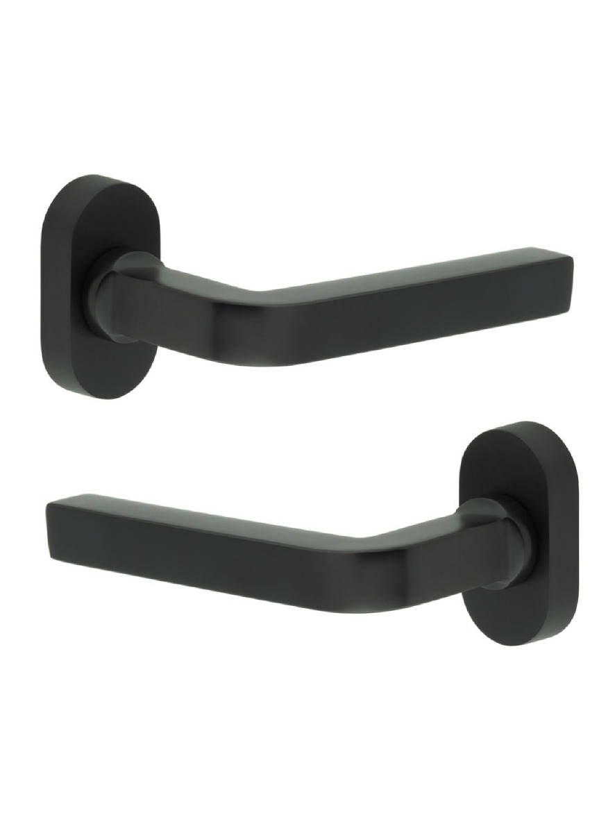 CR-104 Black Multi Point Oval Rose Door Handle CR-104C4MB by Frelan